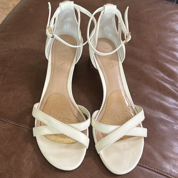 Ralph Lauren Lauren Folly strappy criss cross ankle strapped leather sandals 8.5 - Picture 6 of 9